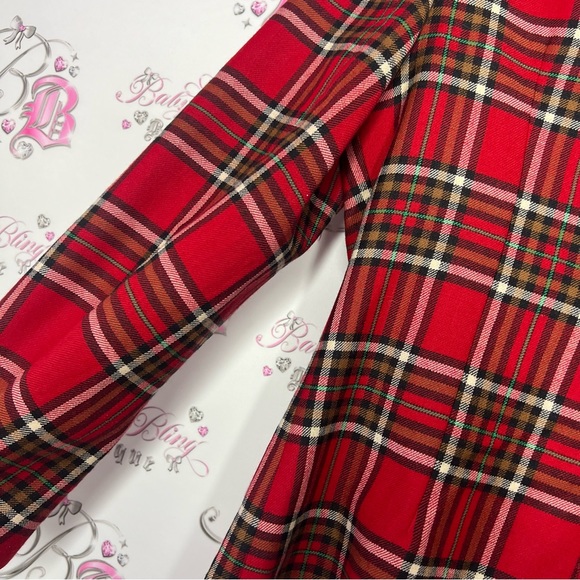 Jeremy Scott plaid red black green blazer buttons vintage Absolutely iconic - Picture 4 of 11